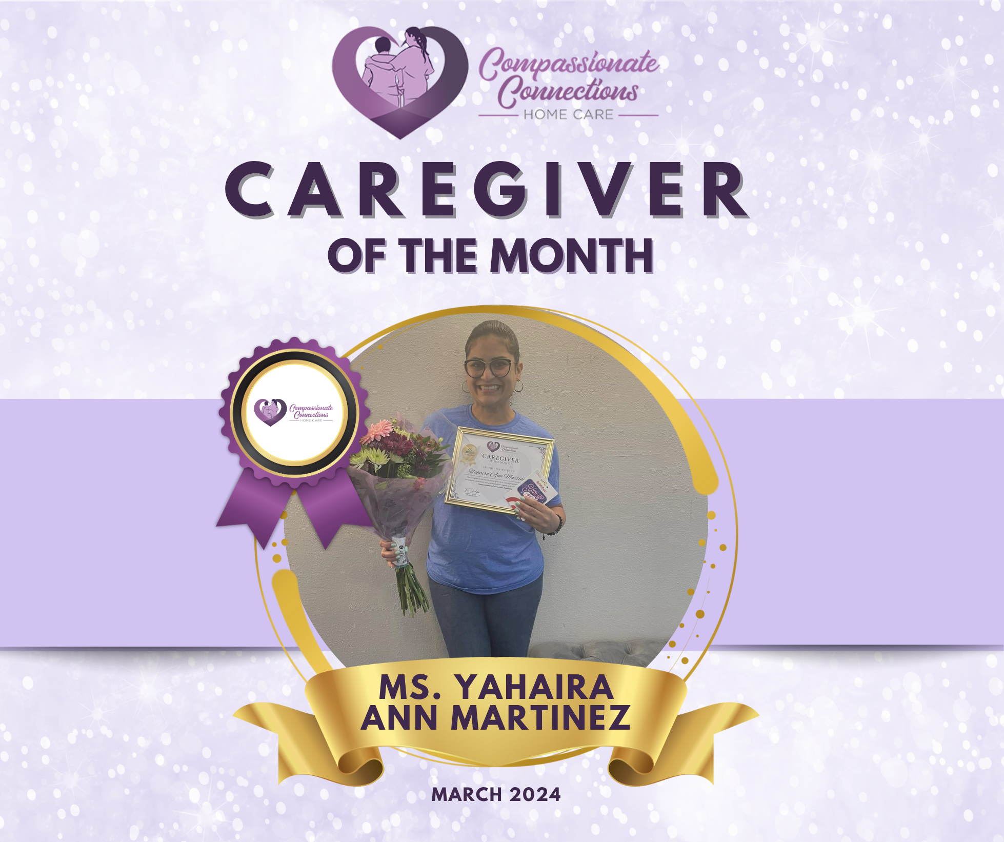 Caregiver of the Month Ms. Yahaira Ann Martinez – Compassionate Connections Home Care caregiver in Eustis, Florida.