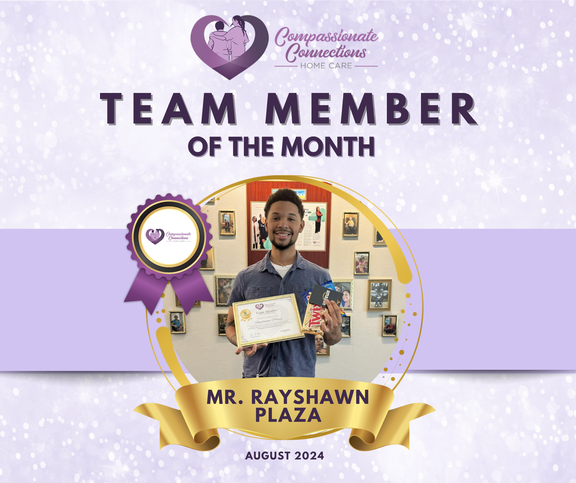 Team Member of the Month Mr. Rayshawn Plaza – Compassionate Connections Home Care staff member in Eustis, Florida.